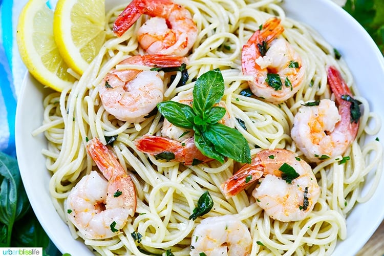wide of shrimp pasta