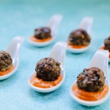 Meatballs with Romesco Sauce Party appetizer