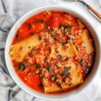 bowl of Easy One-Pot Lasagna Soup