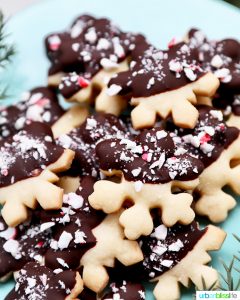 chocolate dipped peppermint shortbread cookies