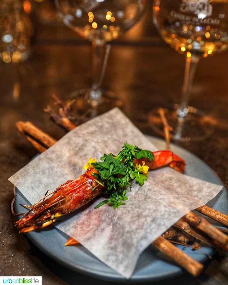 head on prawn at Domaine Serene Wine Lounge Lake Oswego