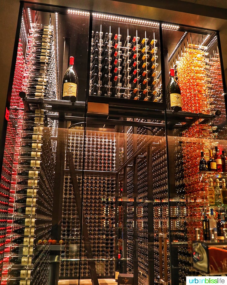 massive glass wine cellar at Domaine Serene Wine Lounge Lake Oswego