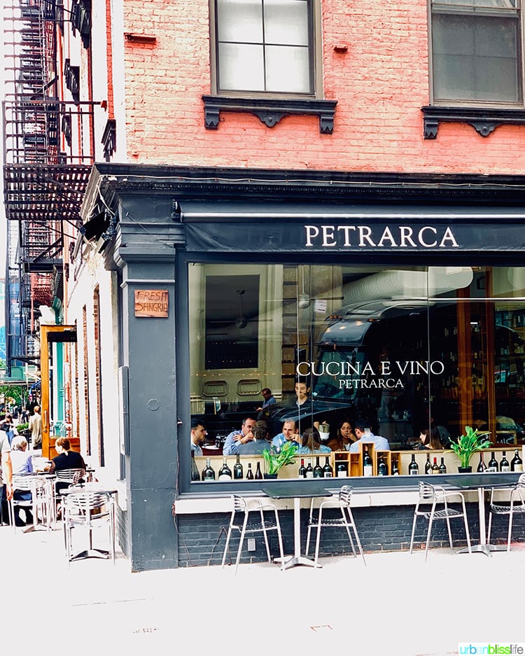 exterior of Petrarca wine bar NYC