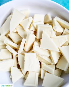 broken pieces of white chocolate for baking