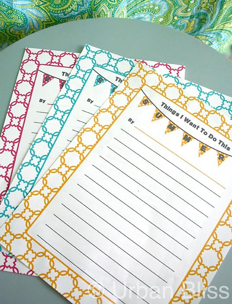 Summer Printable - Things I Want to Do This Summer | Urban Bliss Life