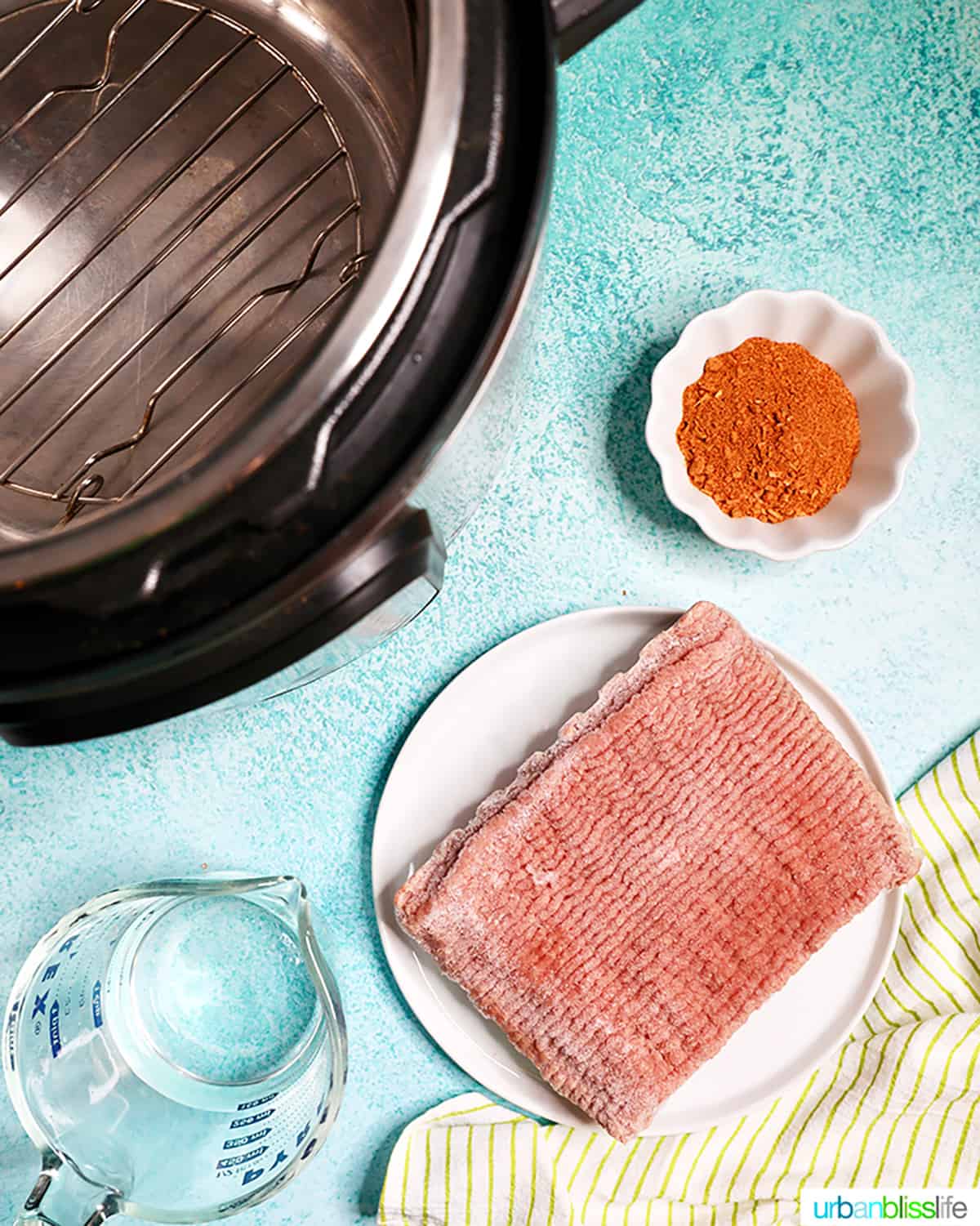 frozen ground turkey, spices, water, instant pot