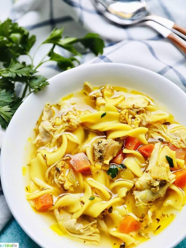 bowl of Instant Pot Chicken Noodle Soup