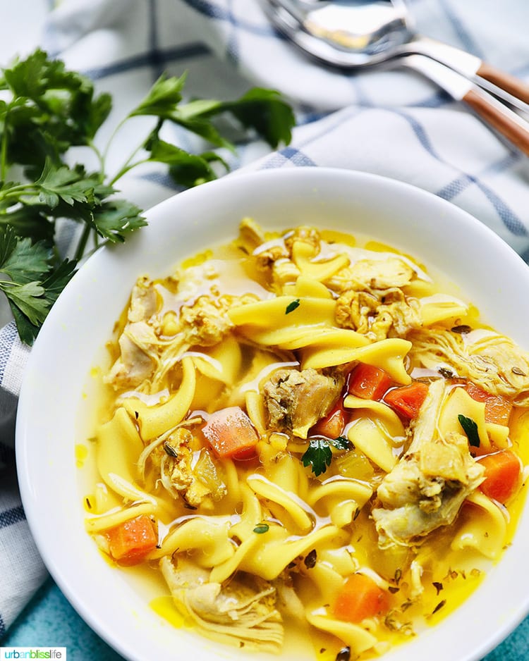 bowl of Instant Pot Chicken Noodle Soup