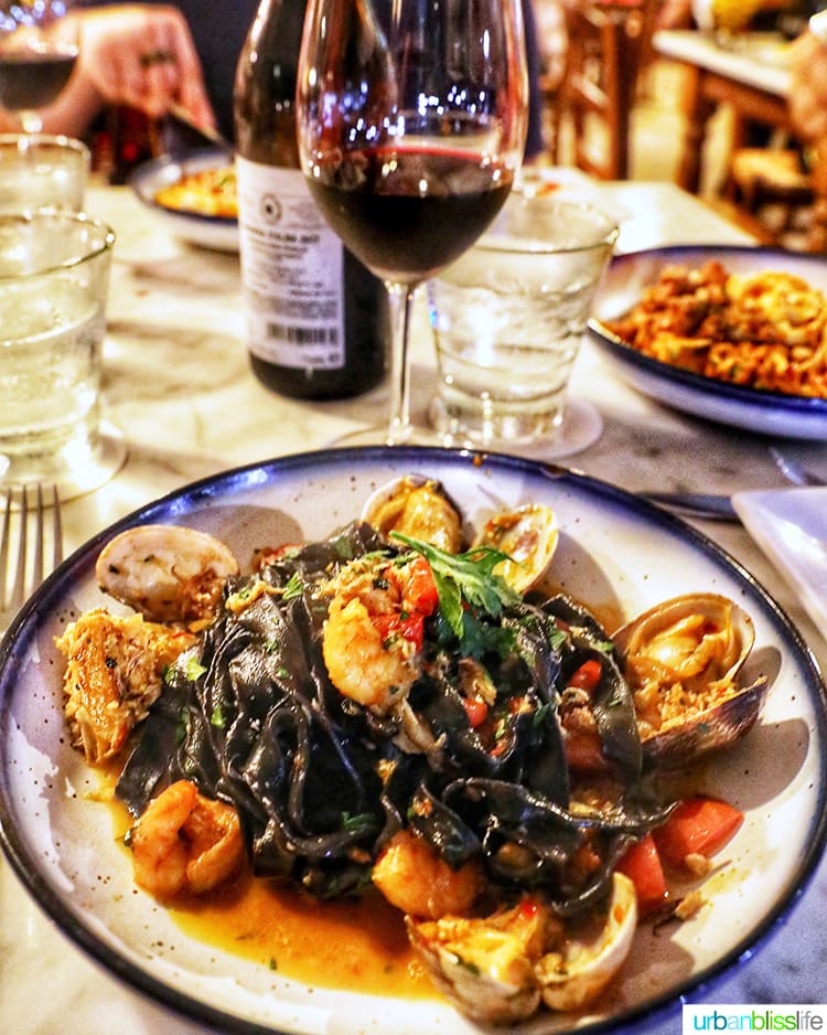 Best places to eat in Maui: squid ink pasta at Matteo's Osteria in Maui