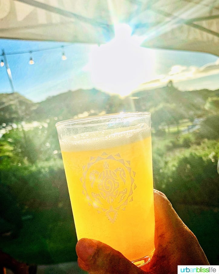 Best places to eat in Maui: beer in sunshine at Maui Brewing