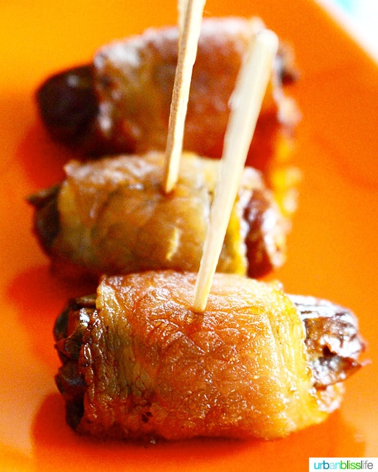 bacon-wrapped dates with goat cheese
