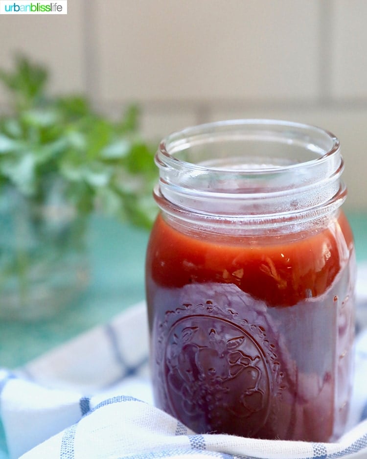 mason jar of Homemade Sweet BBQ Sauce