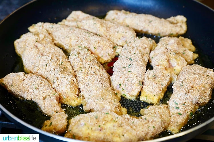 landscape pic of frying chicken tenders