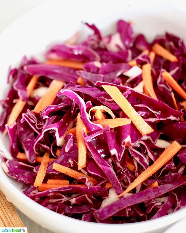 red cabbage and carrot slaw for tacos