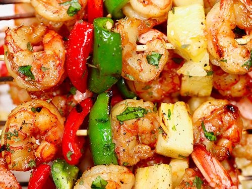 Grilled Sausage with Marinated Shrimp, Peppers and Onions Recipe