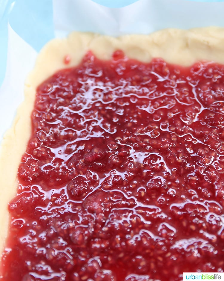 raspberry jam on top of crust