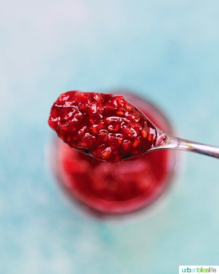 spoonful of homemade raspberry jam