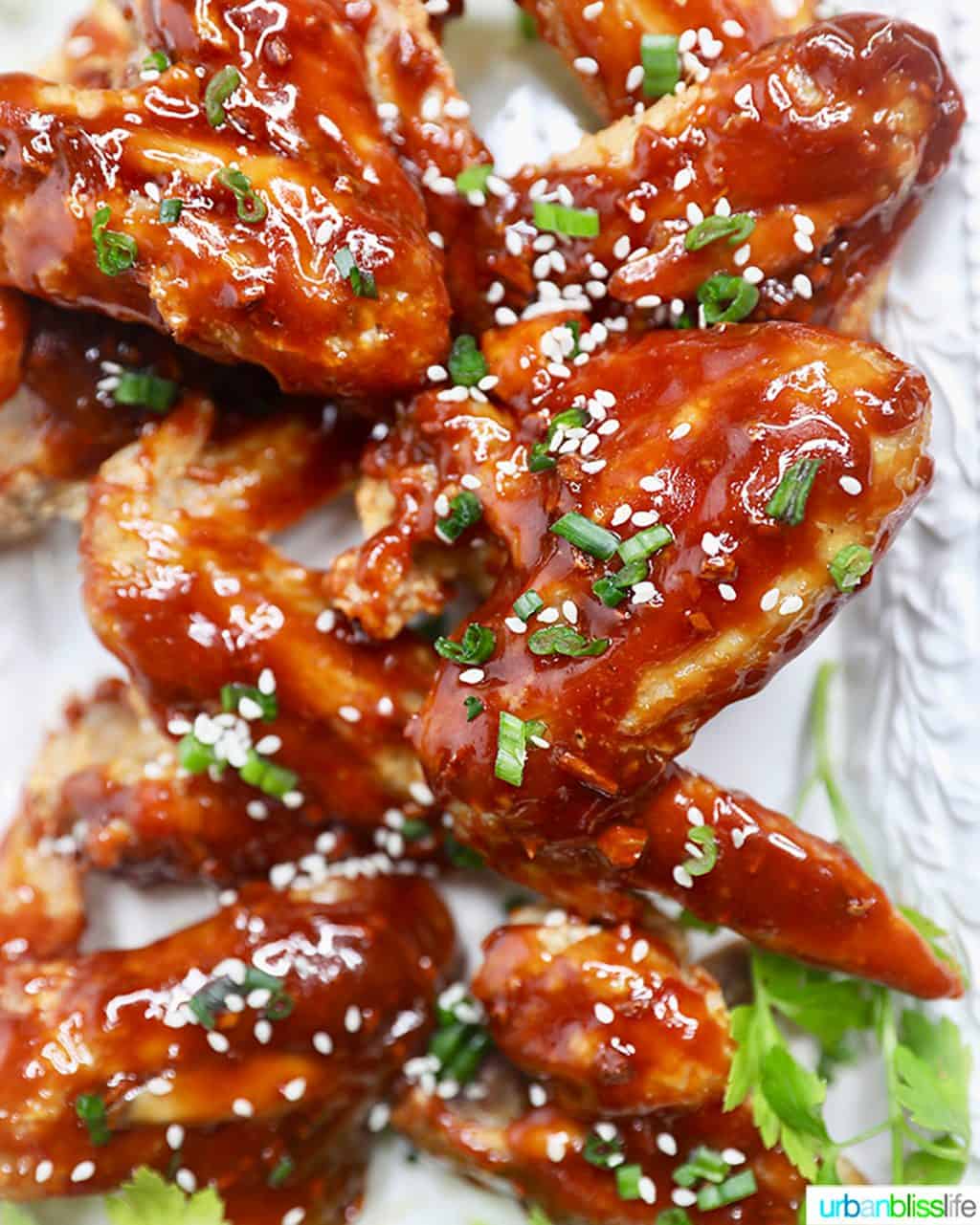 air fryer teriyaki chicken wings close up