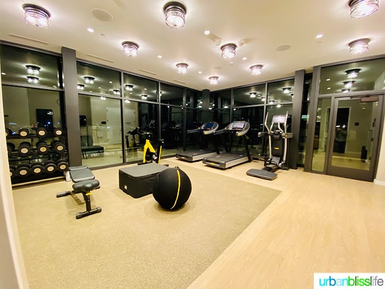 fitness room in Canopy by Hilton Portland hotel