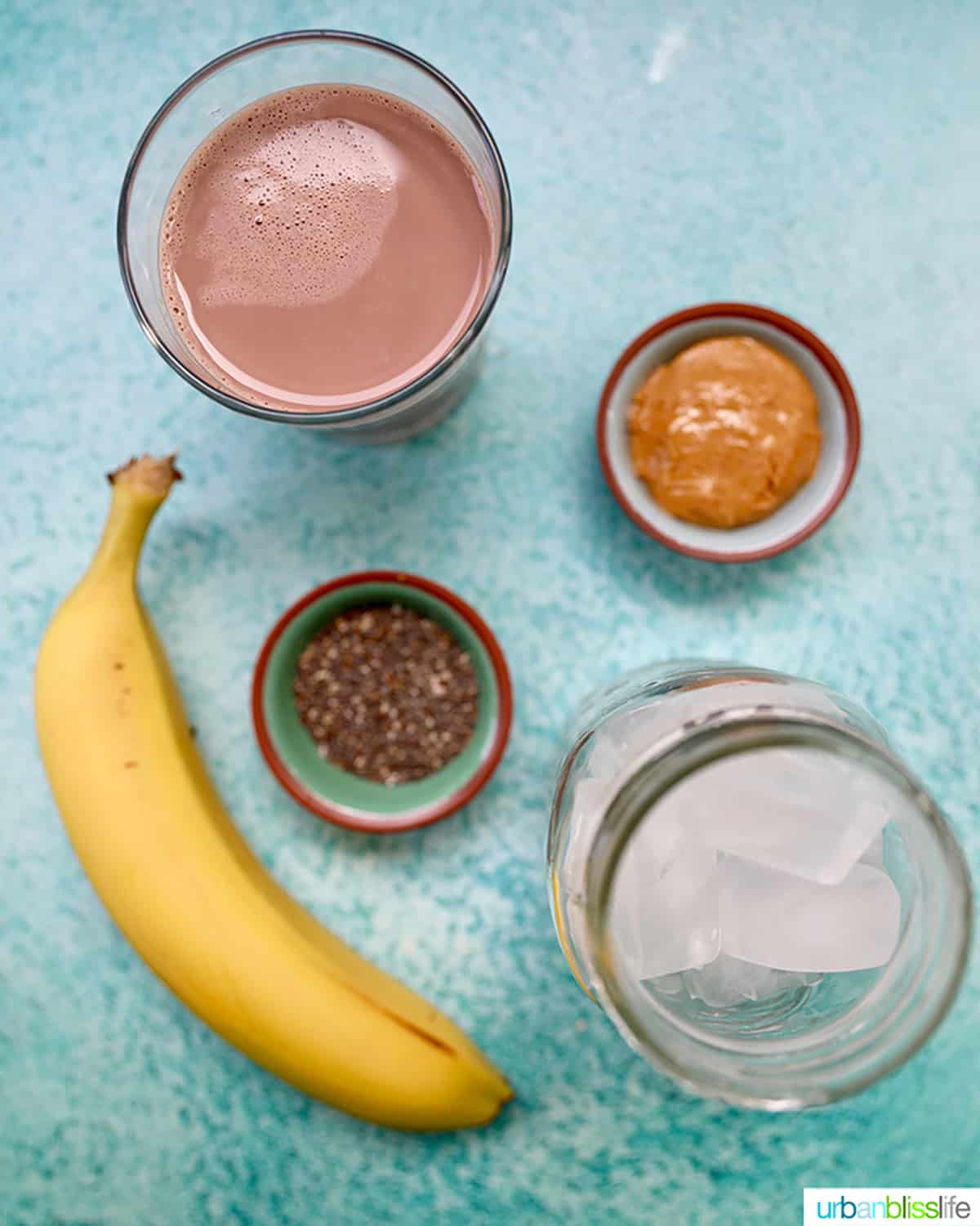 ingredients for chocolate protein post-workout shake