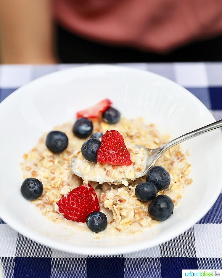 oatmeal with fruit and ultra-filtered milk