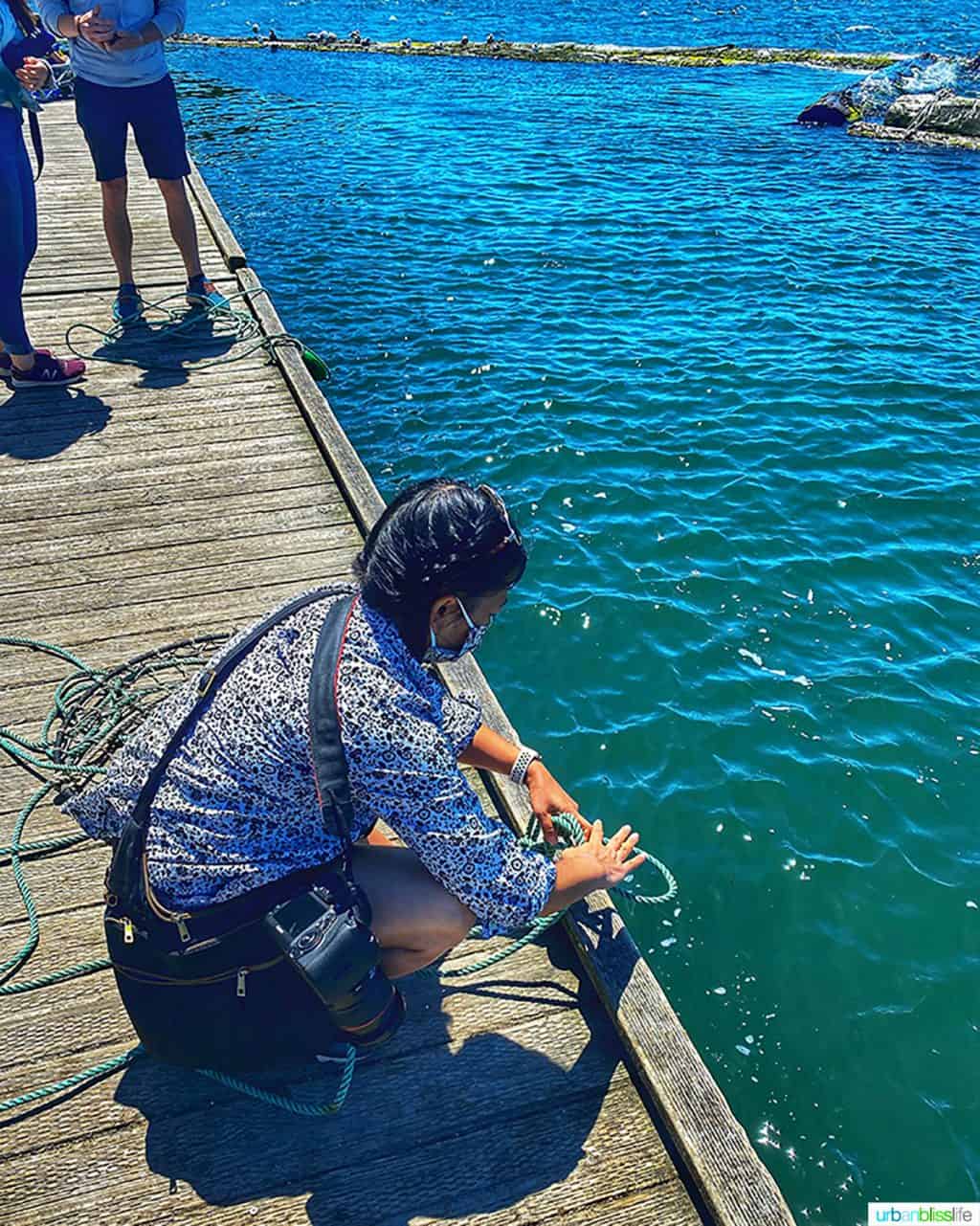 Marlynn Schotland crabbing at Kelly's Brighton Marina in Rockaway, Oregon