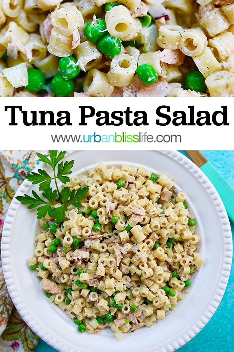 main graphic for tuna pasta salad recipe