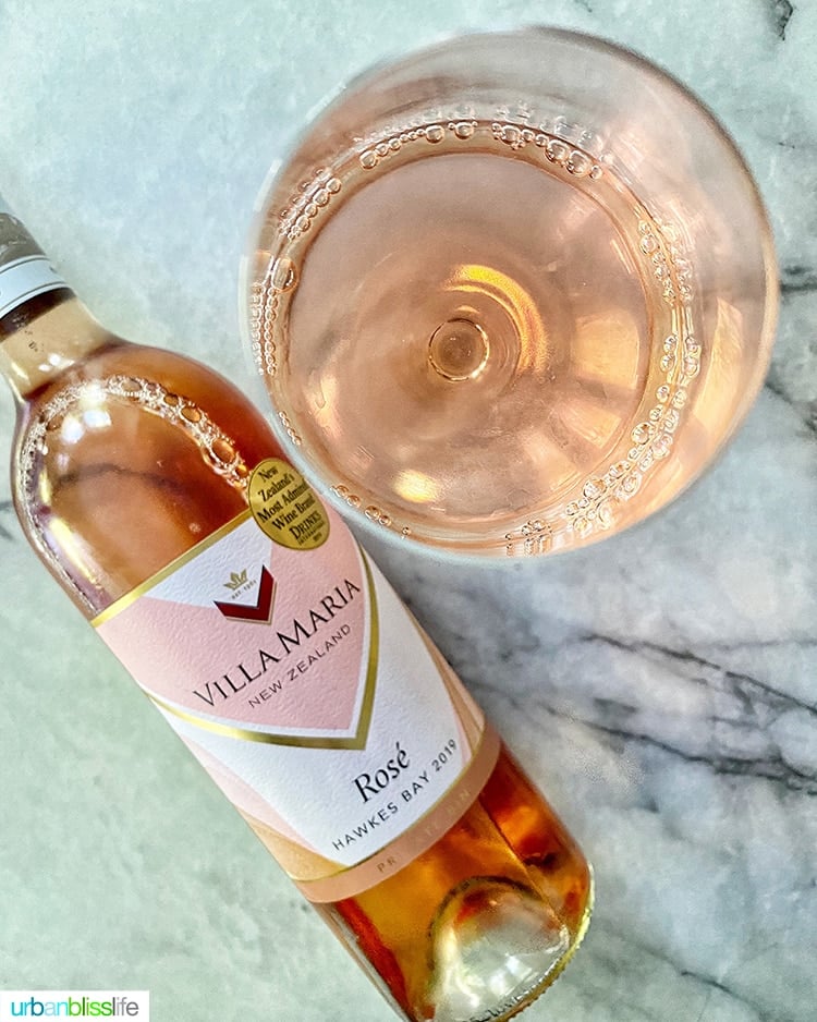 Villa Maria 2019 Hawkes Bay Rosé wine bottle and in a glass