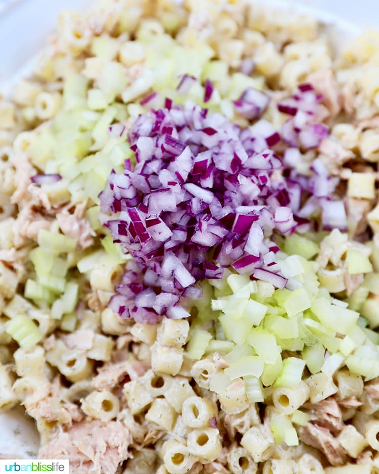 red onions celery tuna