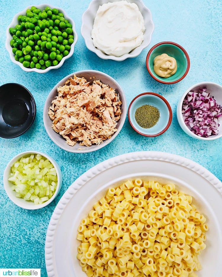 ingredients for tuna pasta salad