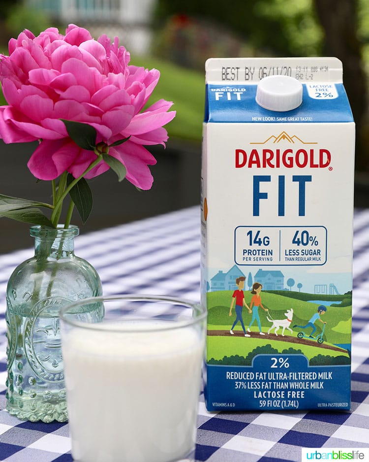 ultra-filtered milk in a glass with the carton