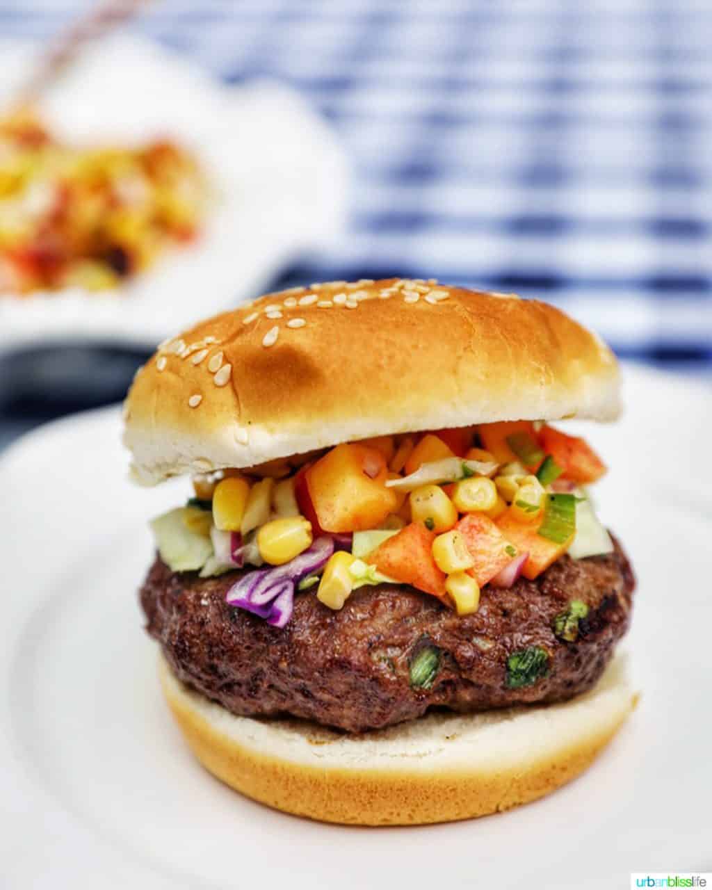 Asian beef burger with summer slaw