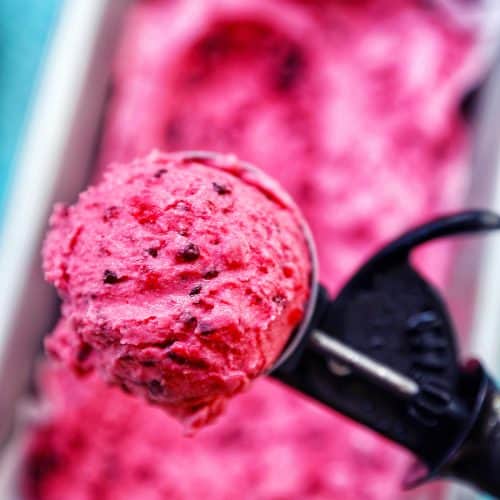 scoop of Dairy-Free Mixed Berry Ice Cream