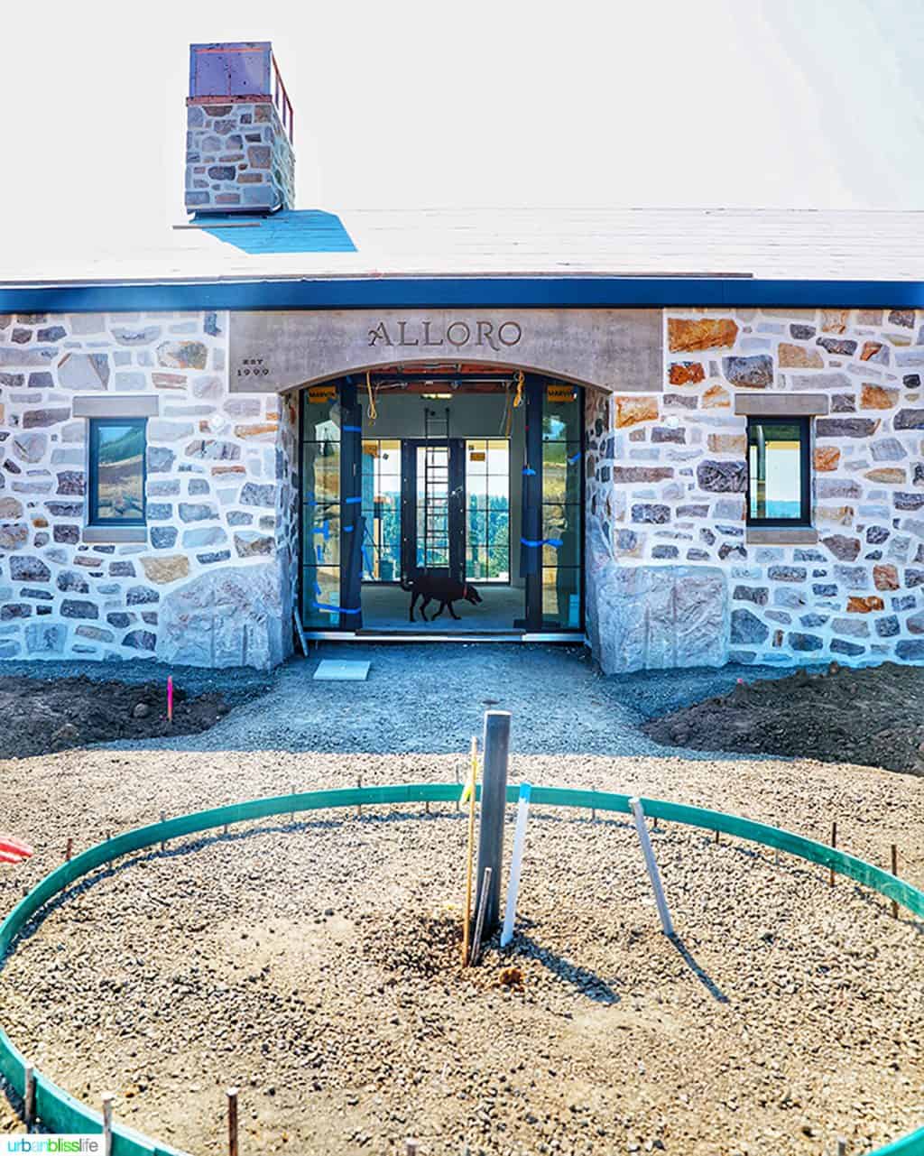 front door of Alloro Vineyards new tasting house under construction