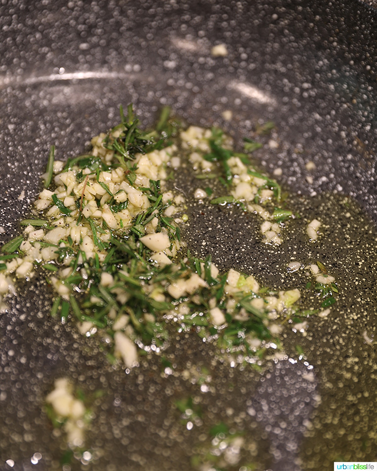 sauteeing garlic and rosemary
