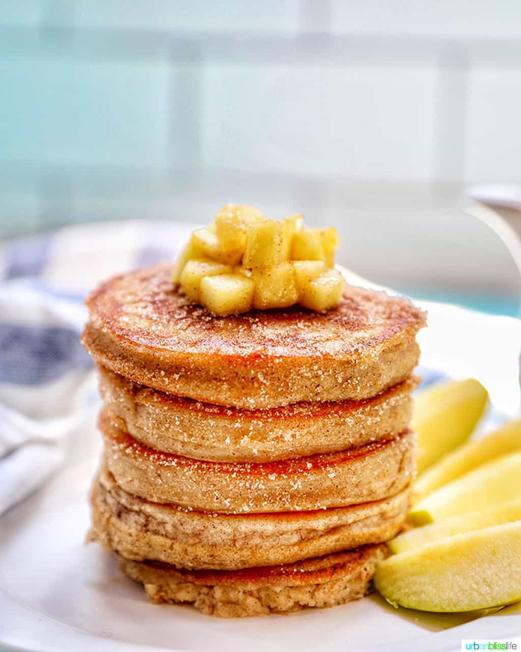 stack of pple cinnamon pancakes without syrup