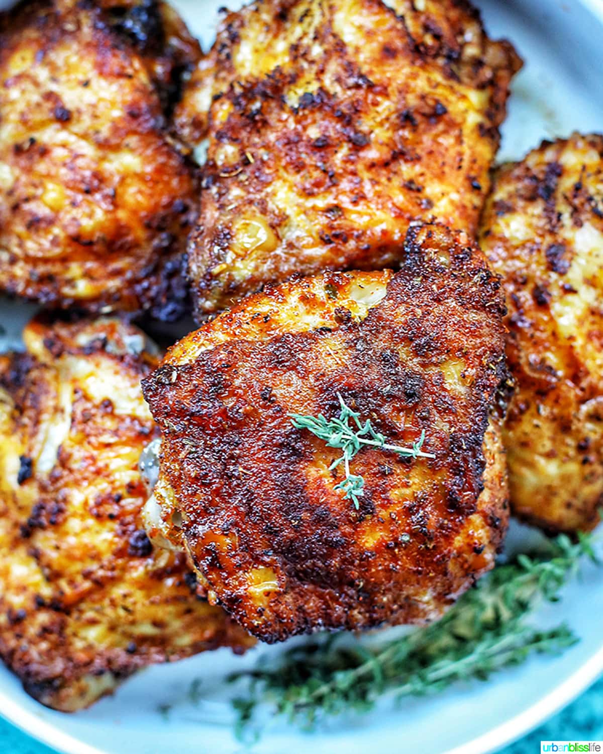 close up of air fryer paprika chicken