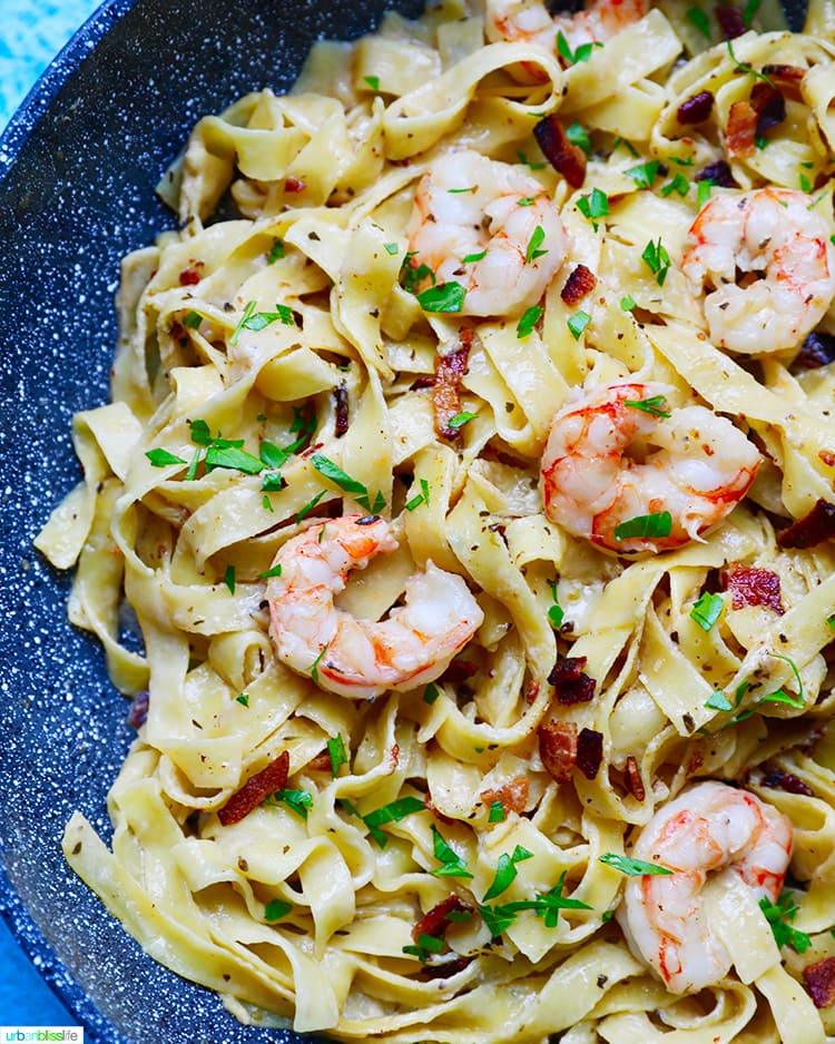 One-Pan Bacon Shrimp Pasta