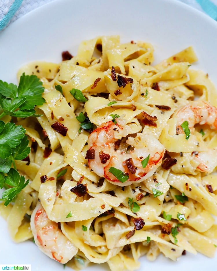 One-Pan Bacon Shrimp Pasta