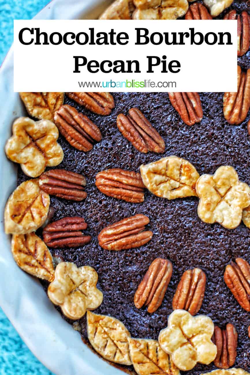 Chocolate Bourbon Pecan Pie with title text