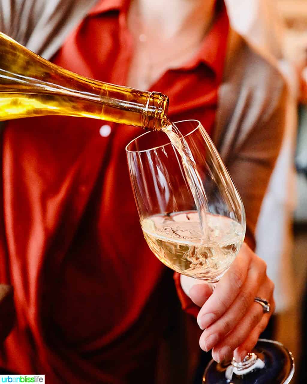 Chenin Blanc being poured into a glass