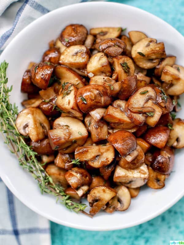 closeup of mushroom marsala in a bowl