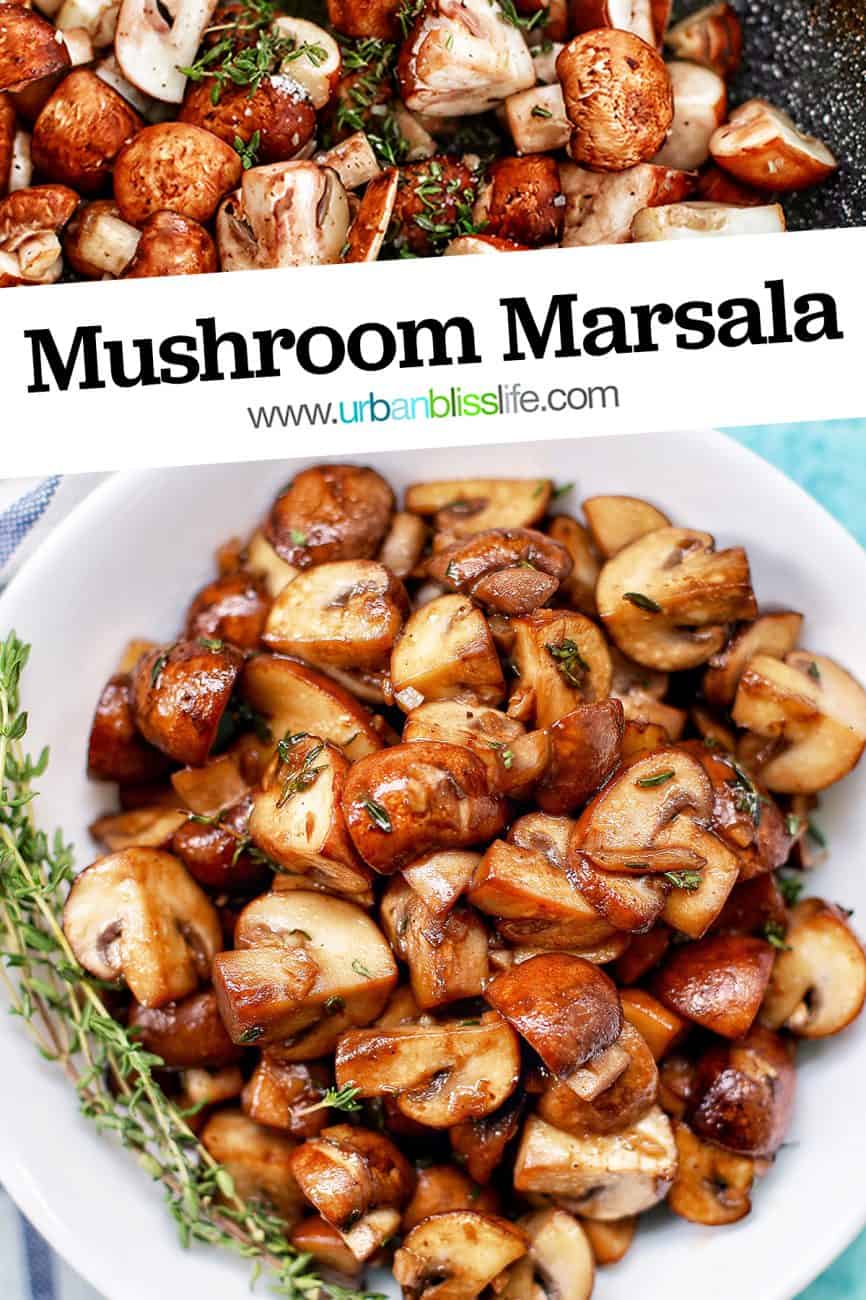 mushroom marsala closeup bowl with title text