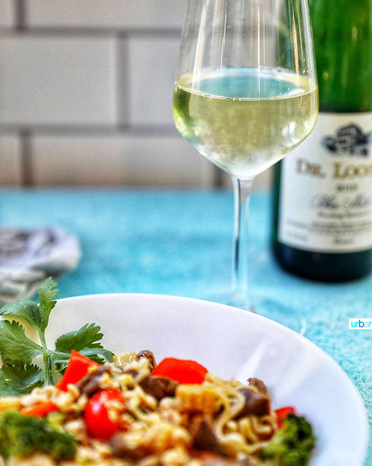 Dr Loosen riesling with beef lo mein