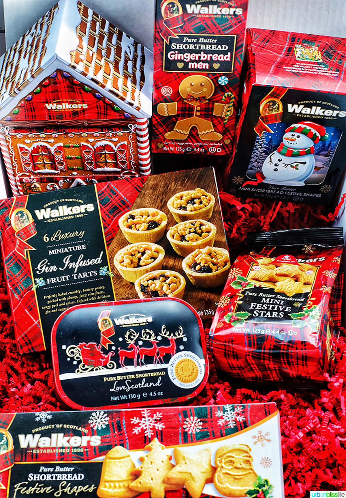 Walkers Shortbread holiday selection with gingerbread house tin