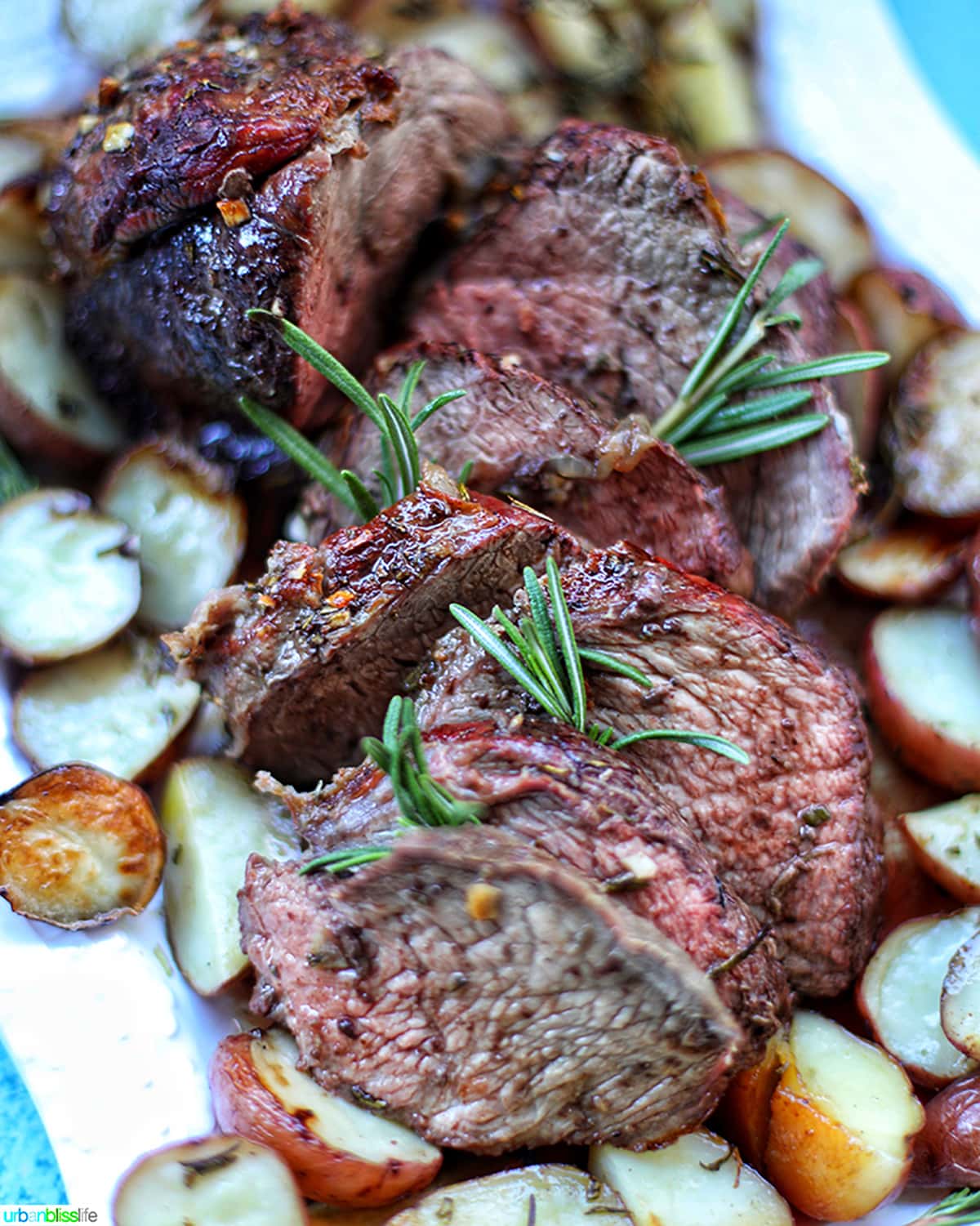 closeup of beef roast with potatoes