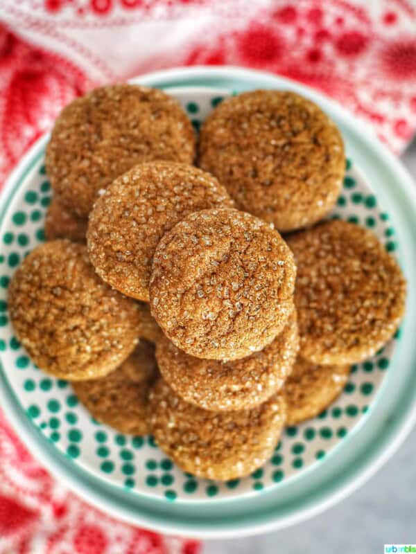 Soft Chewy Ginger Molasses Cookies on a plate