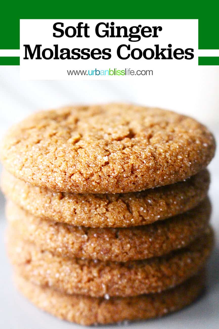 soft ginger molasses cookies stacked up