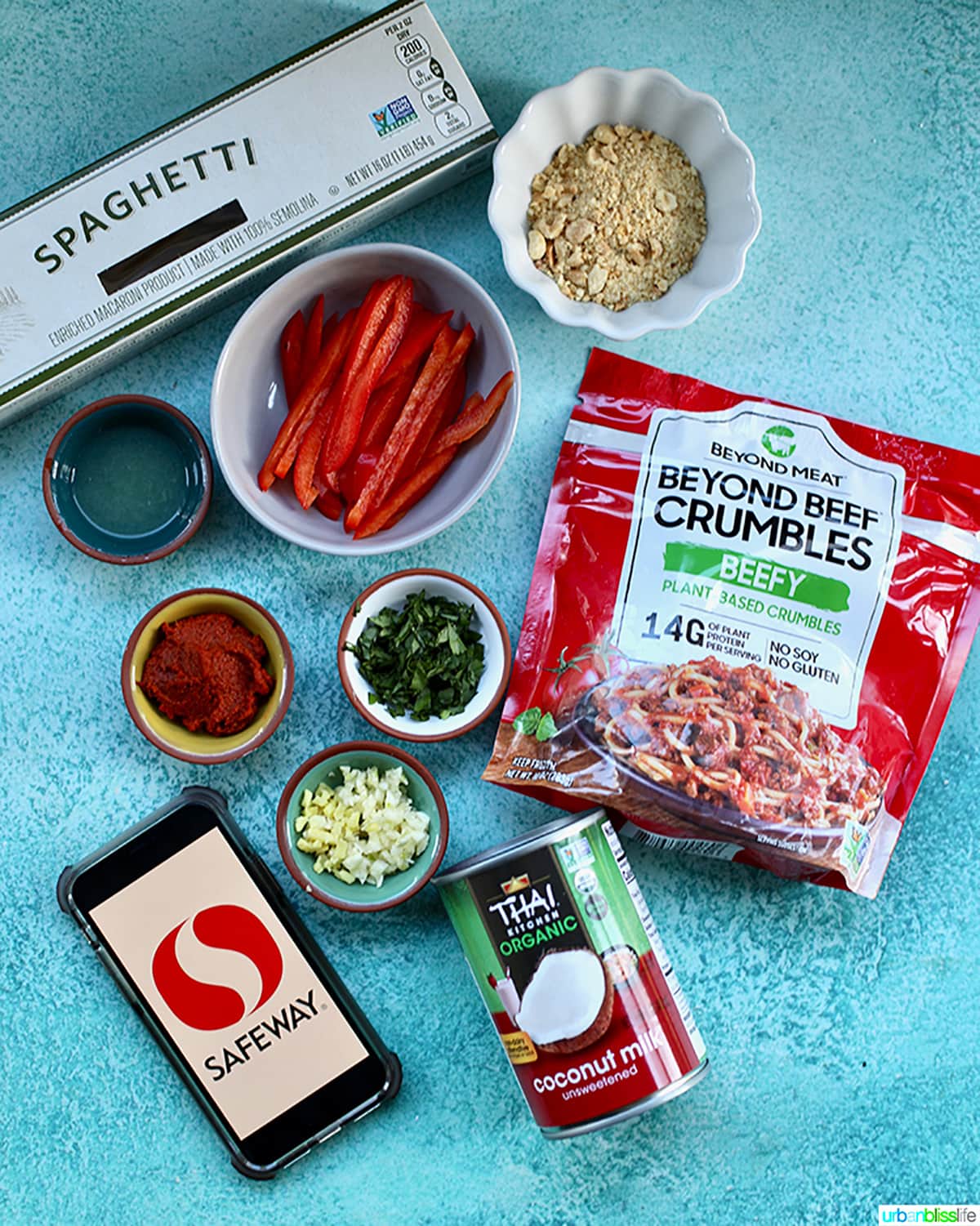 ingredients for red curry pasta