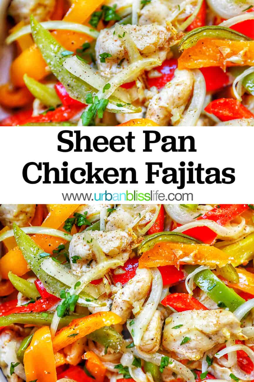 Sheet Pan Chicken Fajitas with title text